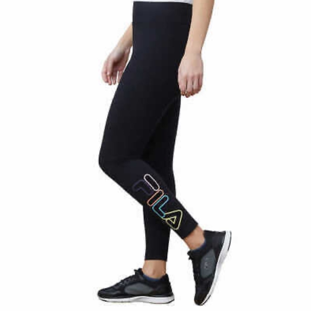 Black Fila Stretchy Leggings/ Yoga Pants